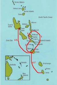 route of flights between islands